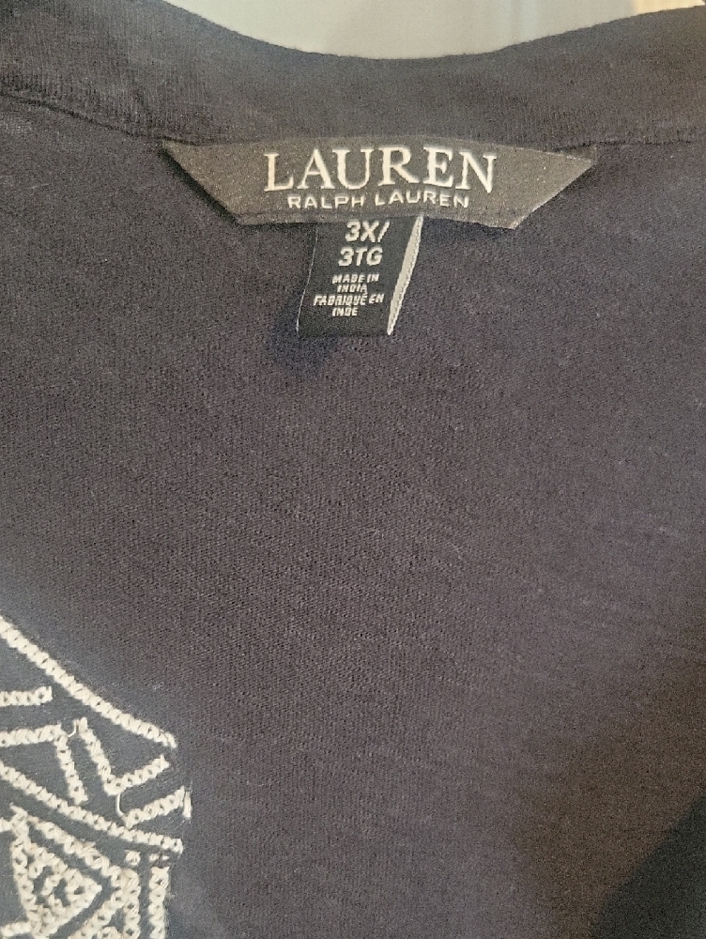 Lauren Ralph Lauren Black Embroidered Boho V-Neck Tie-Front Flutter Sleeve Top - Picture 2 of 4